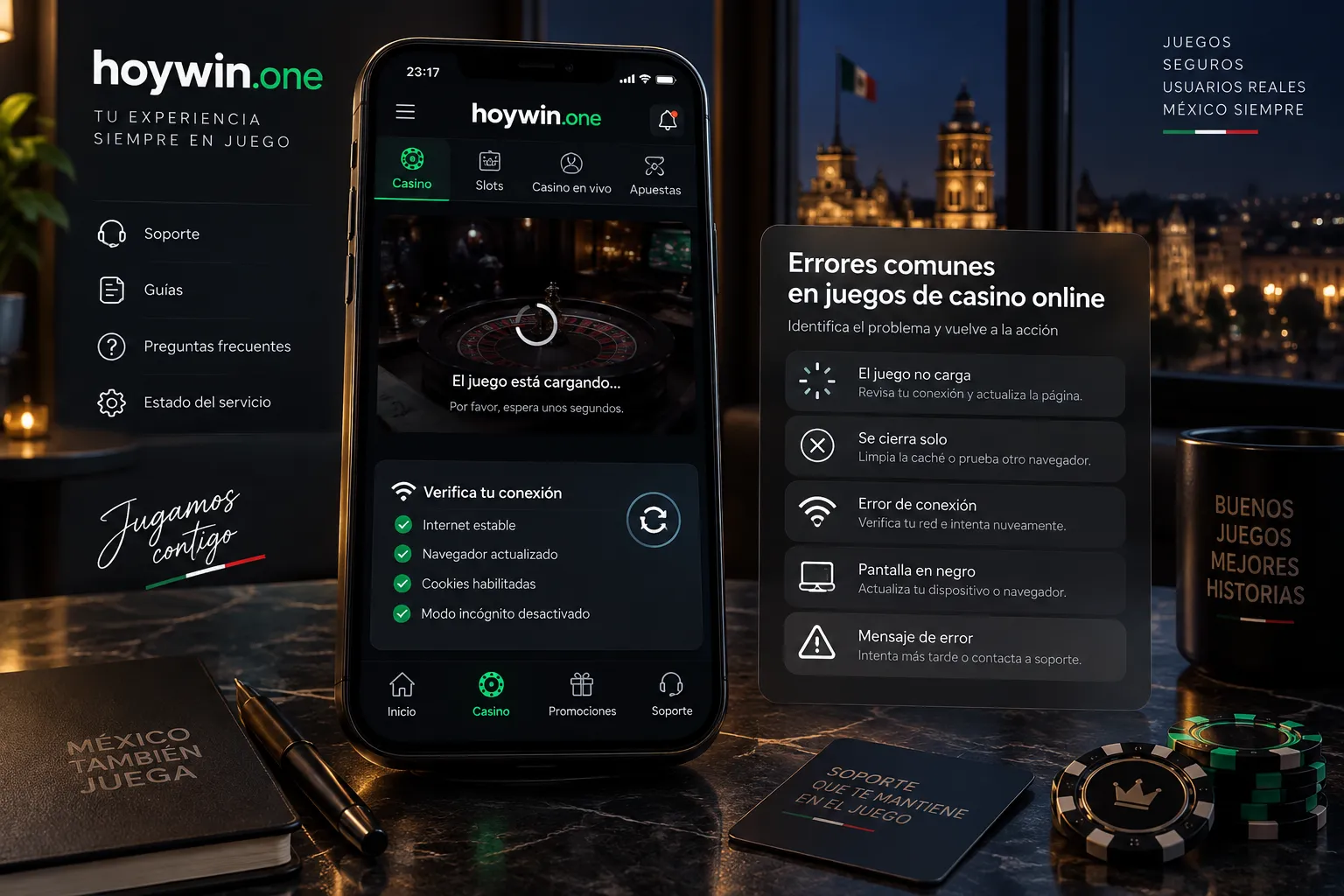 Pantalla móvil de un juego de casino online con un aviso de carga