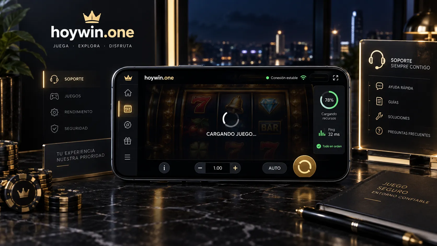Juego de casino cargando en un smartphone para revisar problemas de rendimiento
