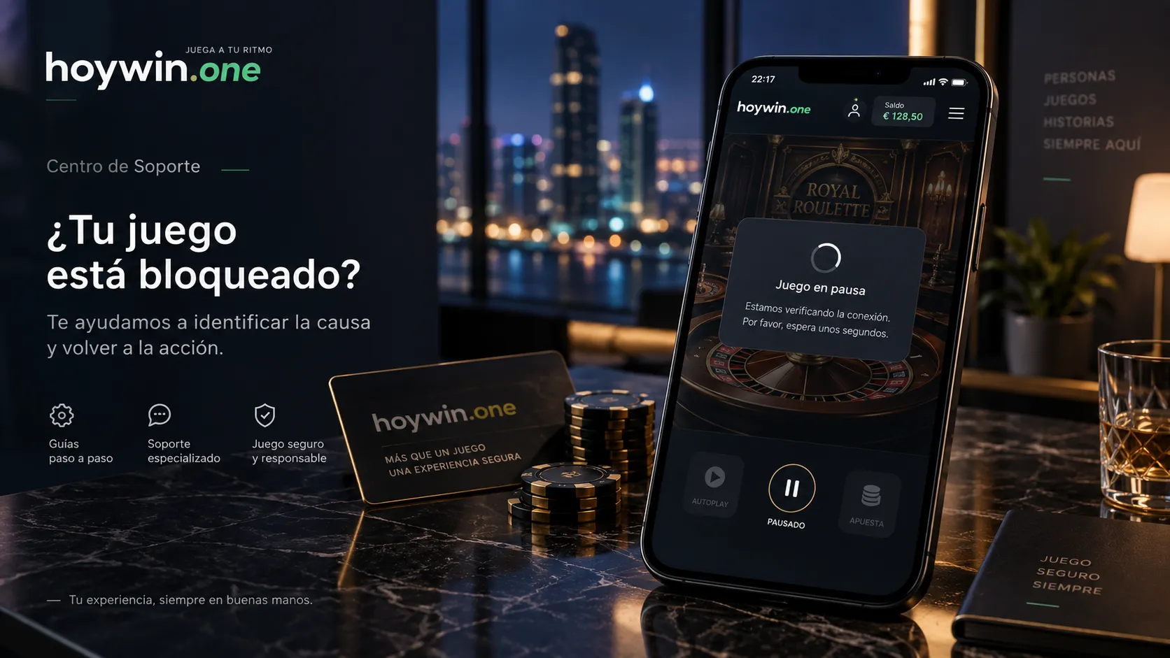 Juego de casino bloqueado en un teléfono móvil