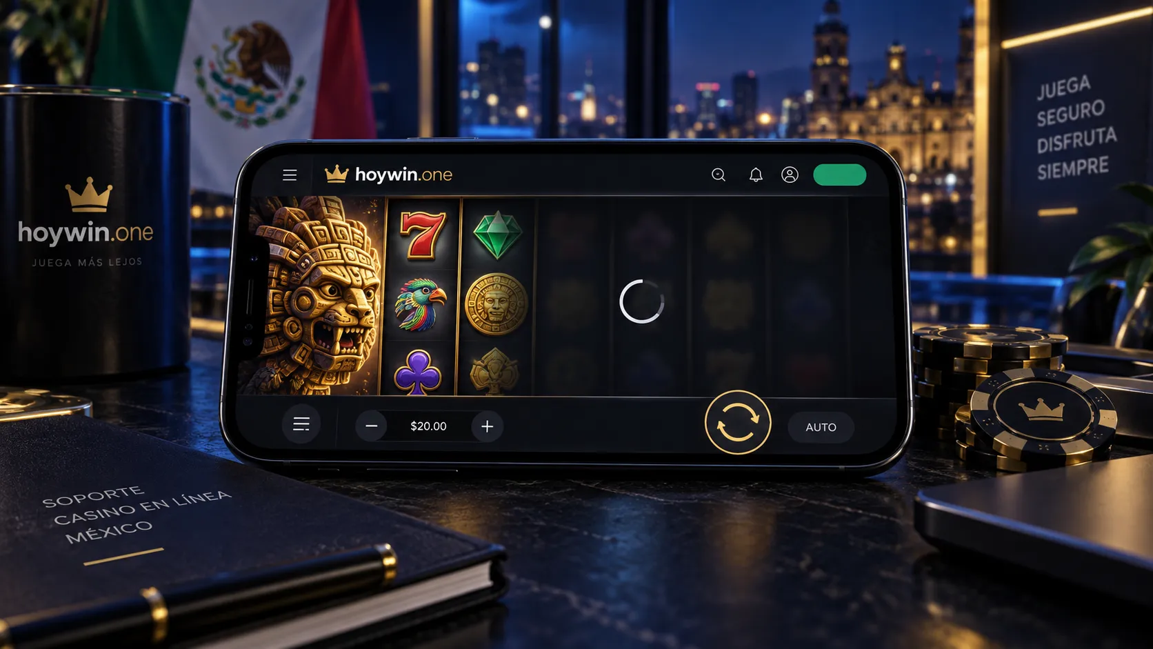 Juego de casino en celular con problema de carga en la pantalla