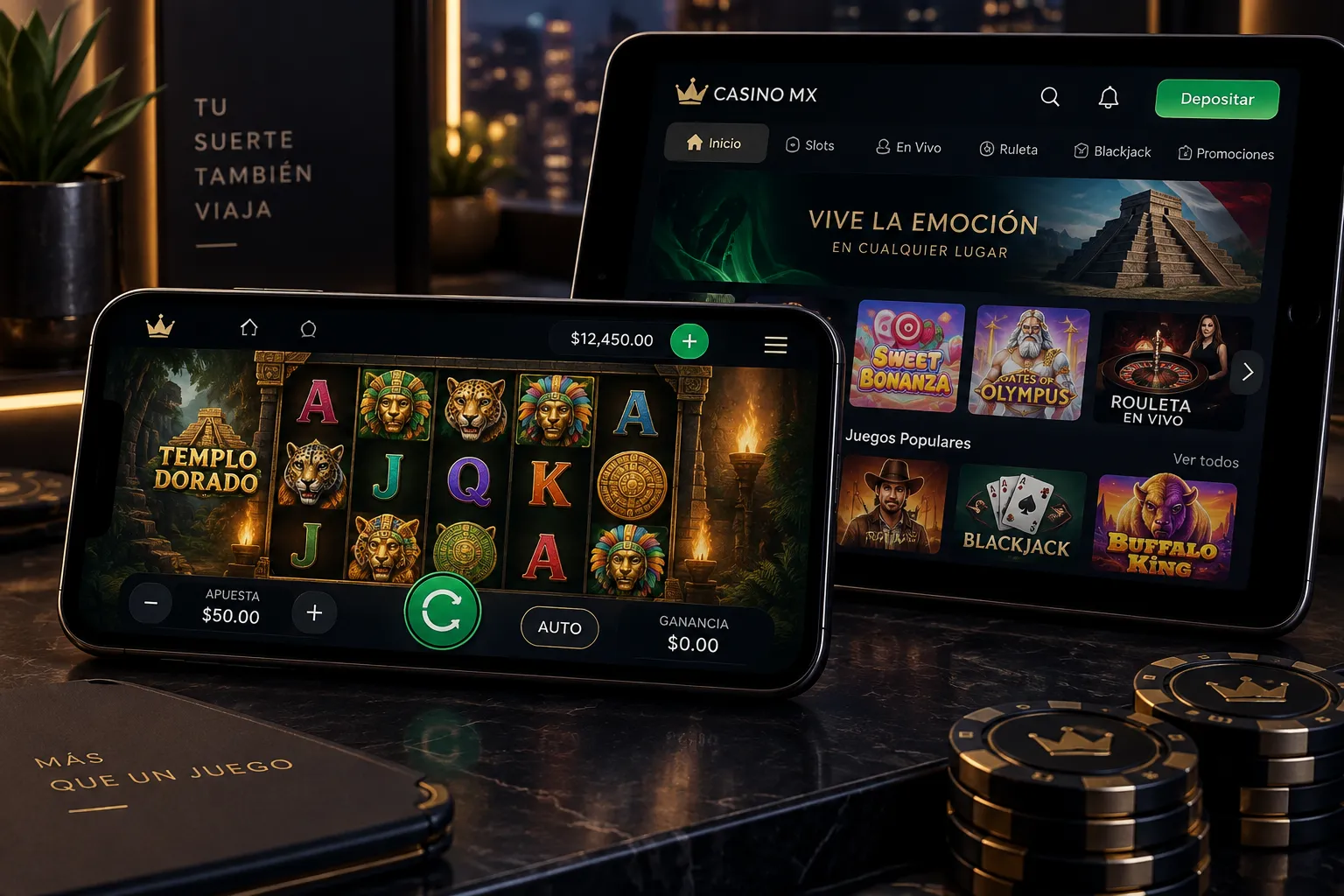 Juego de casino ajustado en la pantalla horizontal de un celular