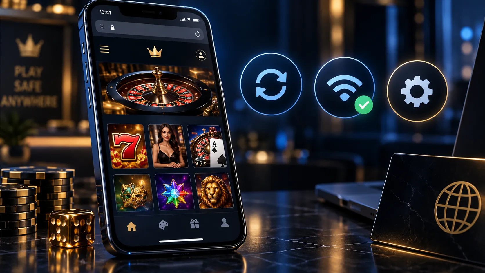 Comprobación del navegador en un celular para juegos de casino