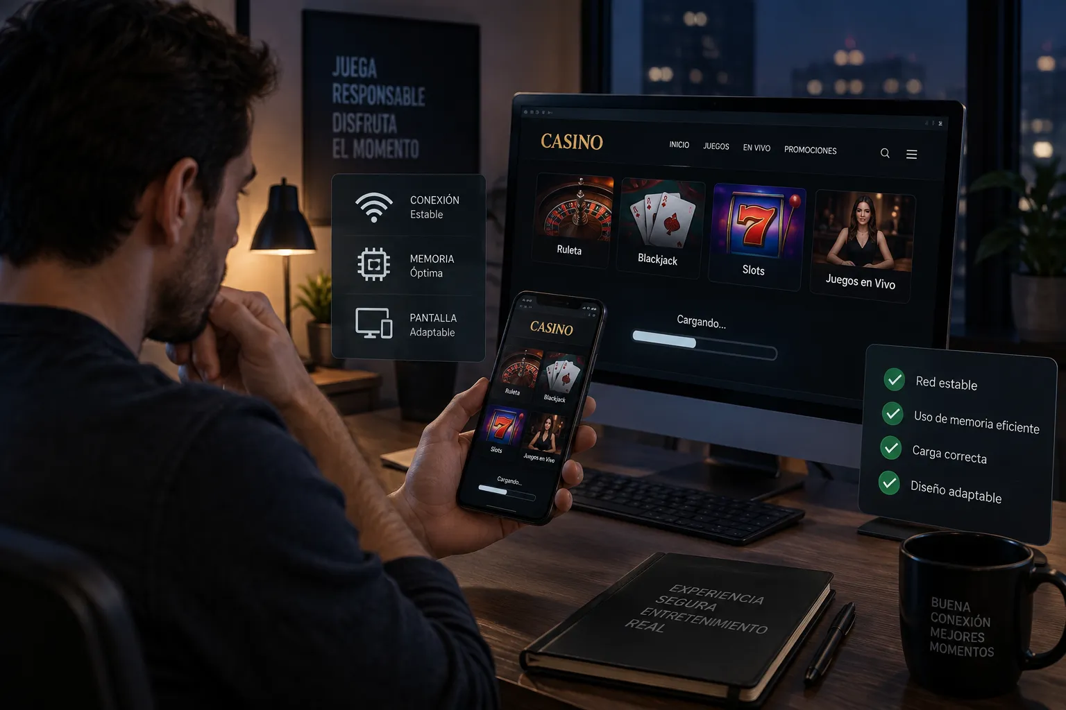Prueba de compatibilidad de un dispositivo con juegos de casino