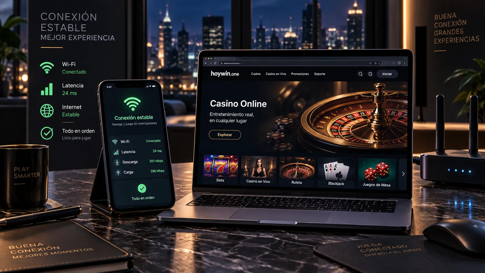 Comprobación de conexión estable antes de jugar casino online