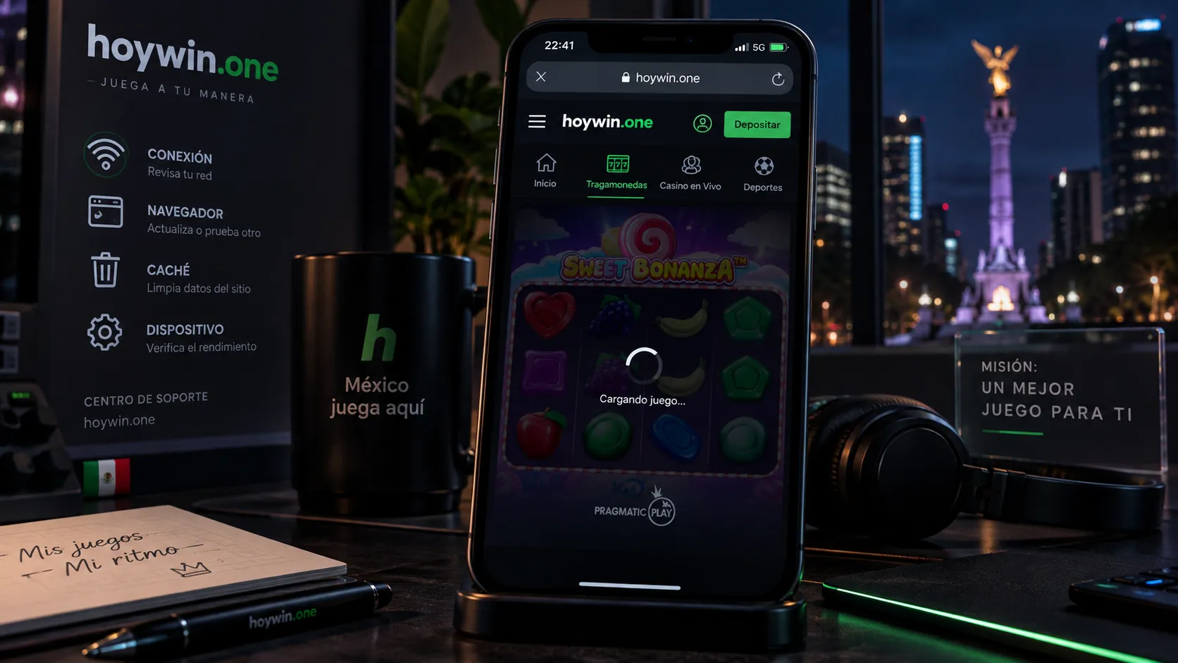 Tragamonedas online detenida en una pantalla de carga en un teléfono