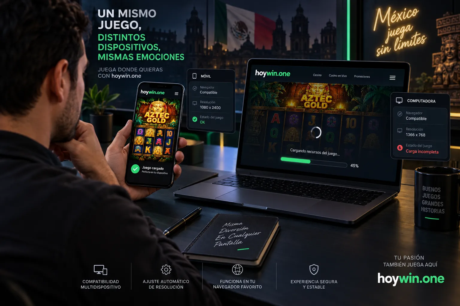 Comparación de un juego online en dos dispositivos para identificar errores de visualización