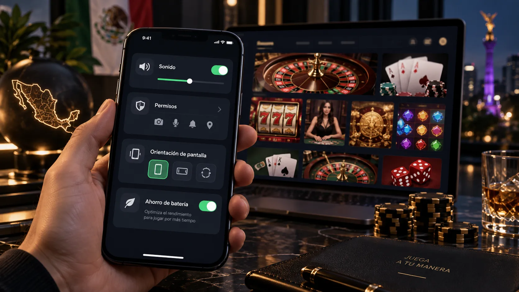 Configuración de sonido, permisos y rendimiento para juegos de casino en celular