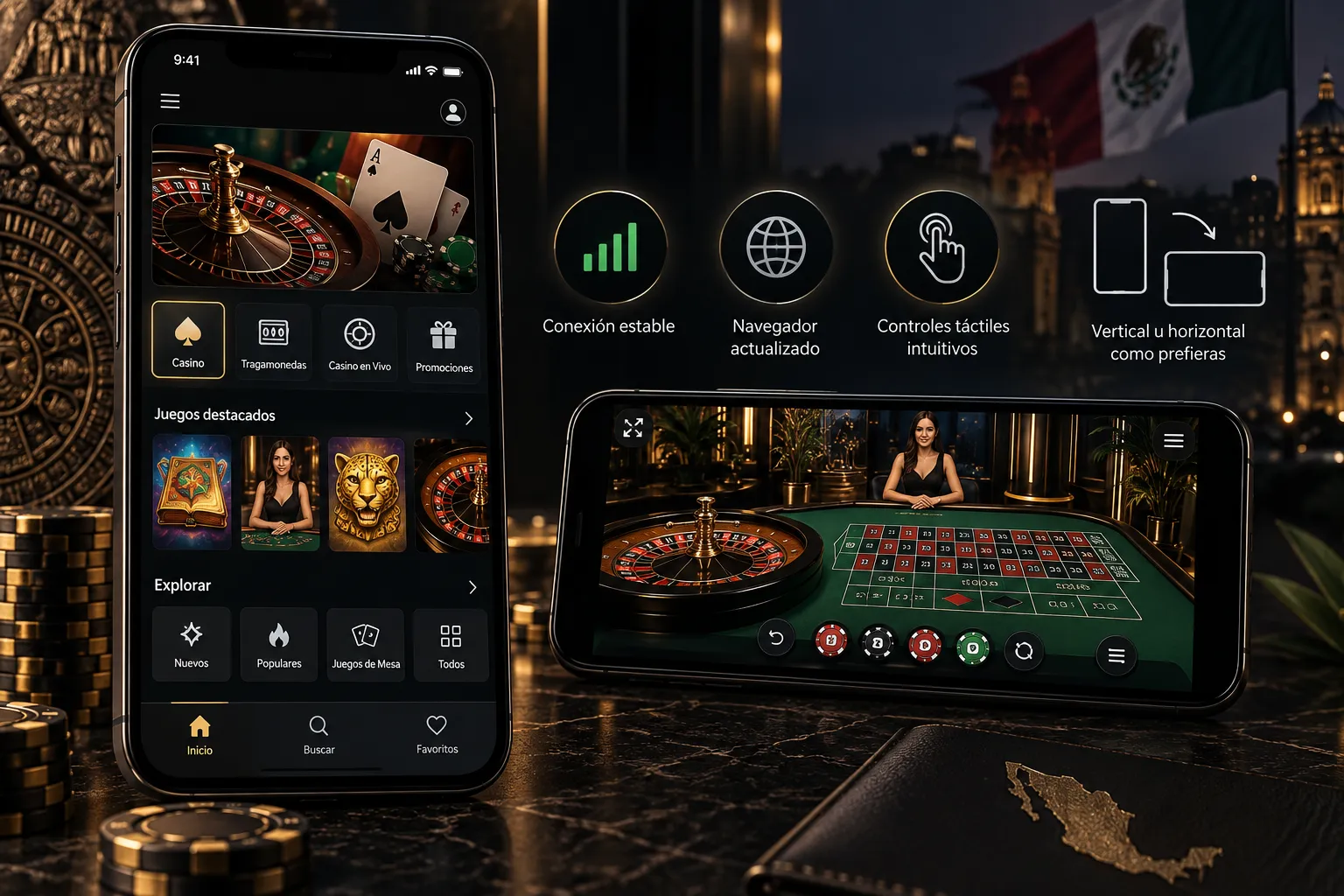 Configuración de pantalla y navegación para casino online en celular