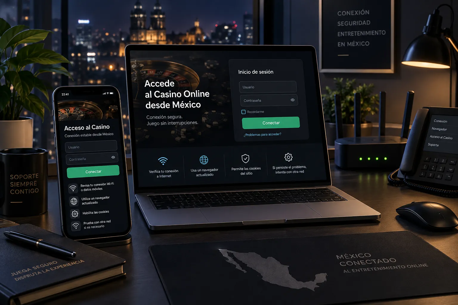 Revisión técnica para acceder a un casino online desde celular y computadora