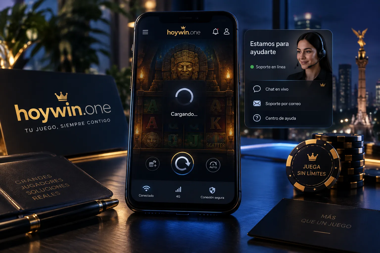 Juego de casino de hoywin.one que permanece cargando en un teléfono móvil