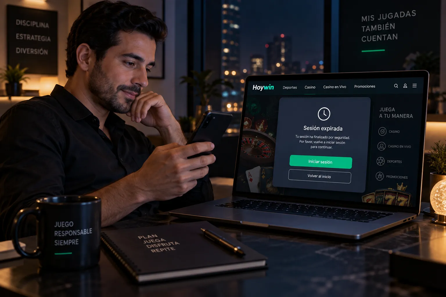 Pantalla de sesión expirada al intentar acceder a un juego de casino